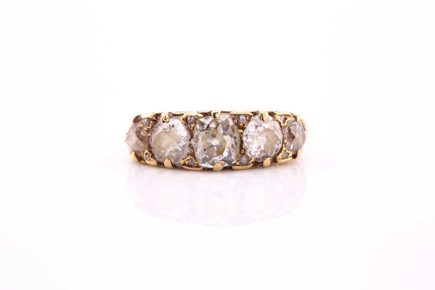 Lot 221 - Five stone diamond ring, late 19th/early 20th...