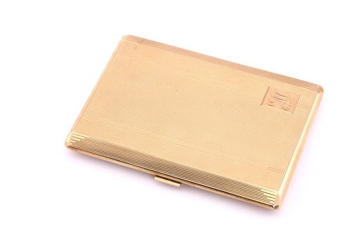Lot 486 - A 9ct yellow gold cigarette case, rectangular...