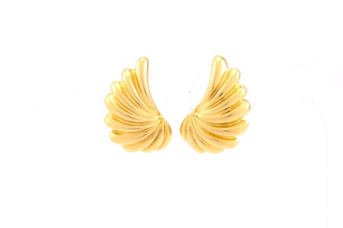 Lot 171 - A pair of earrings, designed as curved wings,...