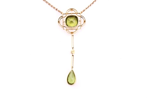 Lot 16 - A peridot pendant necklace, early 20th century,...