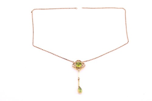 Lot 16 - A peridot pendant necklace, early 20th century,...