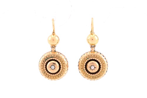 Lot 144 - A pair of disc shape earrings, early 20th...