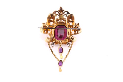 Lot 3 - A Victorian amethyst, diamond and seed pearl...