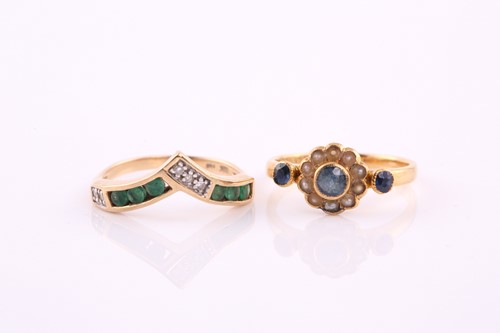 Lot 366 - Two rings, comprising of an 18ct gold sapphire...