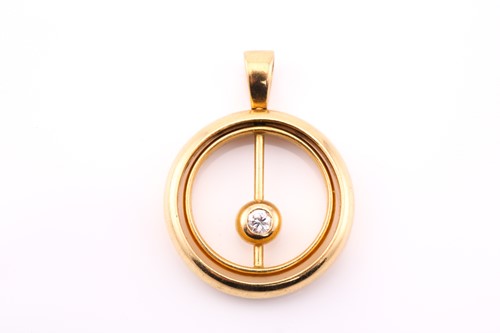 Lot 62 - A single diamond set pendant, designed as two...