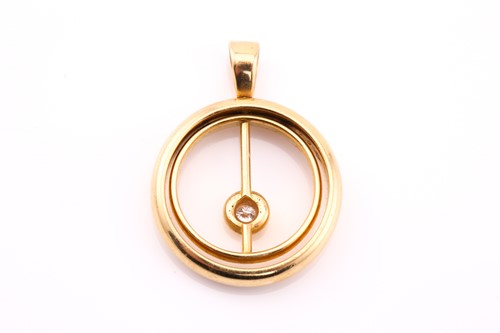 Lot 62 - A single diamond set pendant, designed as two...