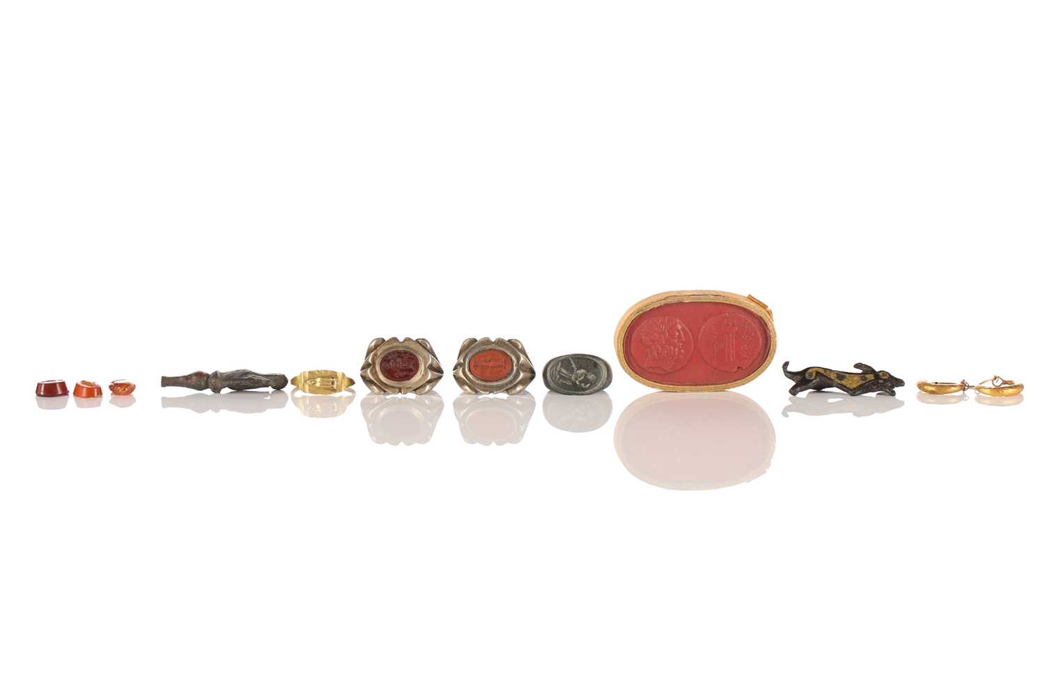Lot 464 - Roman antiquities, comprising a gold ring,...
