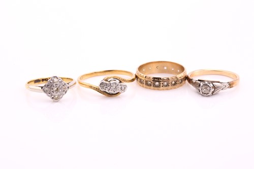 Lot 298 - A collection of four diamond set rings,...