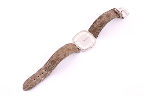 Lot 505 - An Omega quartz wristwatch with a diamond-set...