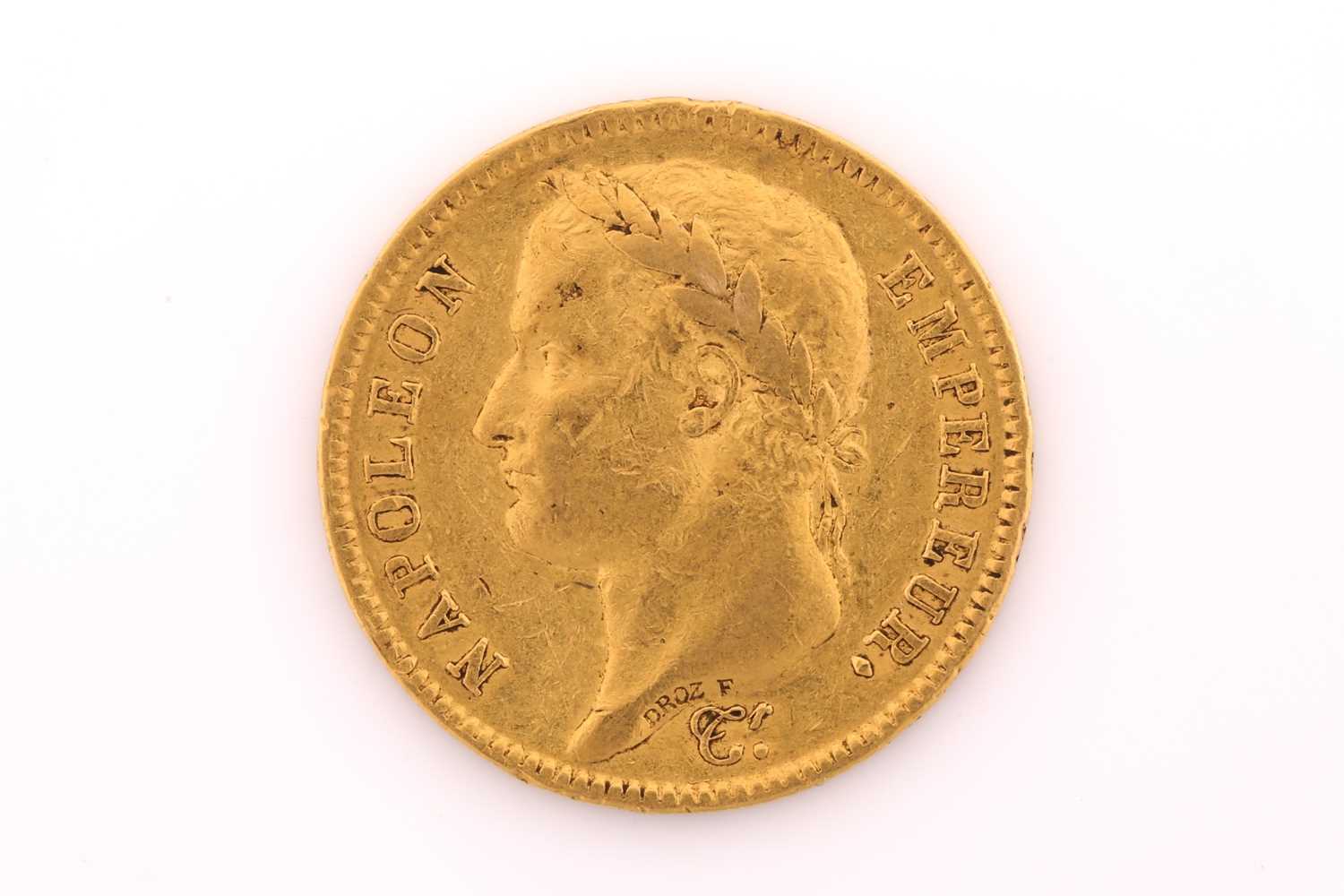Lot 477 - A Napoleon 1 forty franc coin; dated 1812....