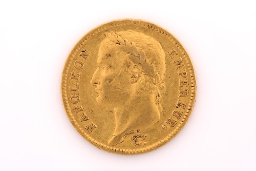 Lot 477 - A Napoleon 1 forty franc coin; dated 1812....