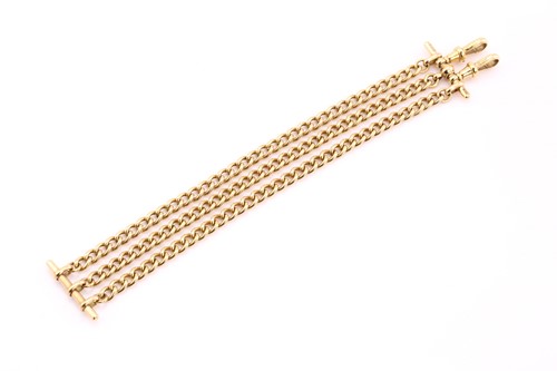 Lot 320 - An 18ct yellow gold Albert chain, consisting...