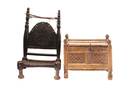 Lot 197 - A Swat valley low chair, North Pakistan, the...
