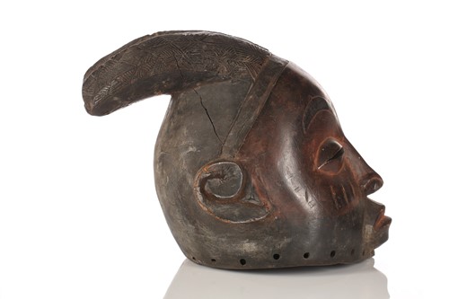 Lot 80 - A Yoruba Gelede helmet mask, Nigeria, with...