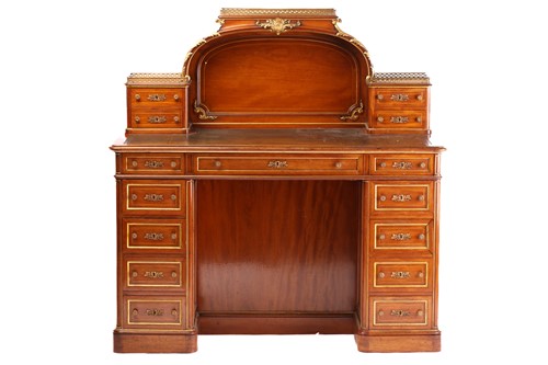 Lot 313 - A French Louis XVI style mahogany kneehole...