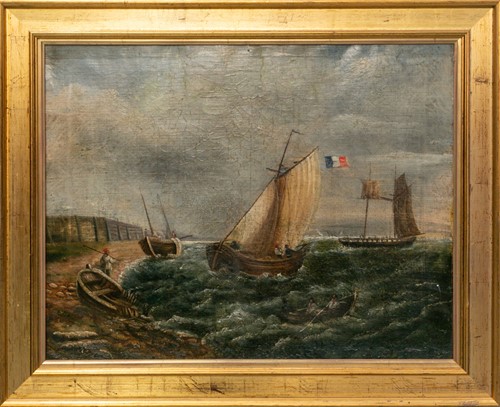 Lot 86 - 19th century School, shipping on the stormy...