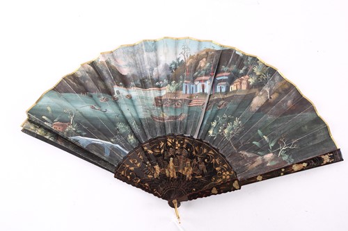 Lot 169 - A Chinese lacquered mandarin fan, 19th century,...