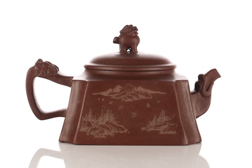 Lot 173 - A Chinese Yixing teapot, 20th century, of...