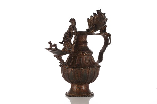 Lot 120 - A Nepalese gilt-bronze Sukunda (ritual oil...