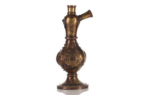 Lot 207 - An Eastern brass "Shisha" water pipe base with...