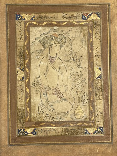 Lot 214 - Persian miniature watercolour sketch of a...