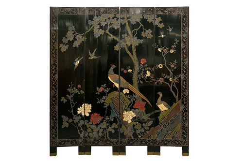 Lot 115 - A Chinese coromandel style lacquer screen,...