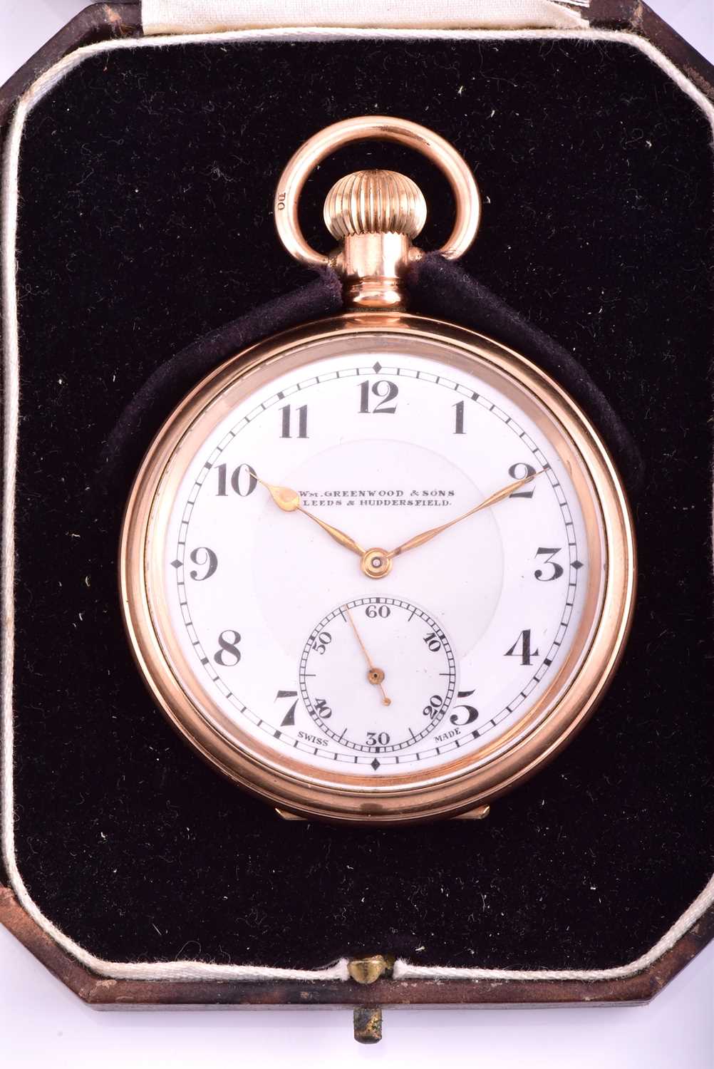 Lot 333 - An open face gold plated pocket watch with...