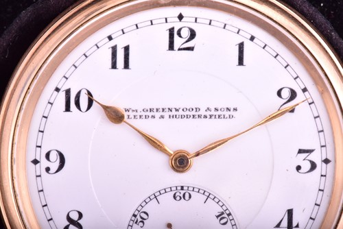 Lot 333 - An open face gold plated pocket watch with...