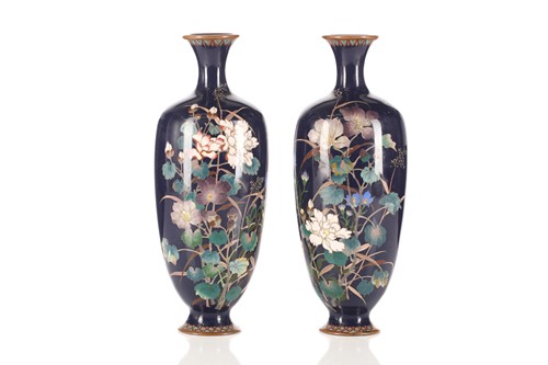 Lot 263 - A pair of Japanese Meiji period cloisonné...