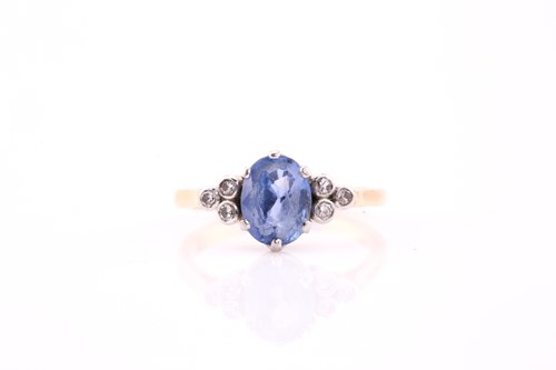 Lot 277 - A sapphire and diamond ring, consisting of an...