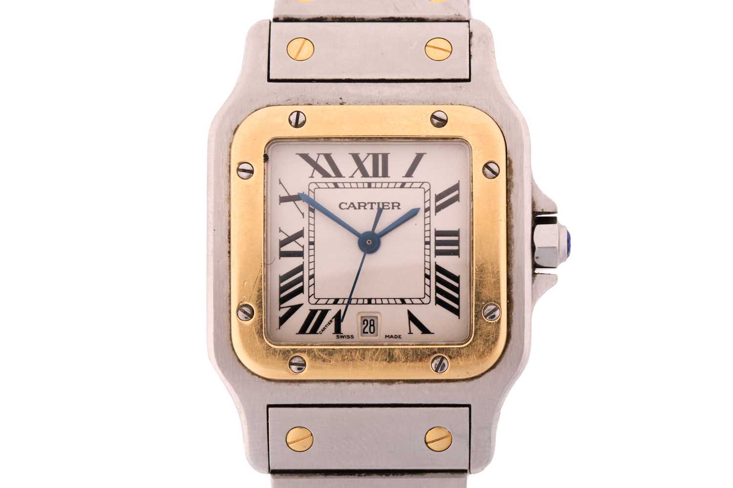 Lot 469 - A Cartier Santos 1566 steel and gold with a...