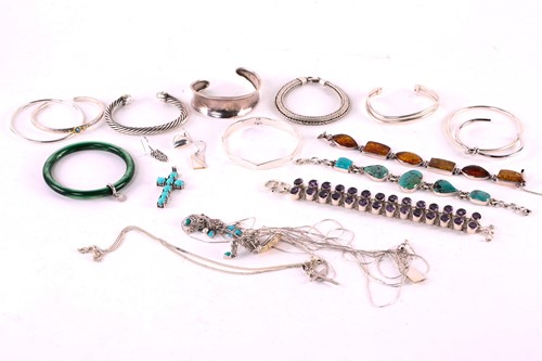 Lot 313 - A collection of white metal jewellery mainly...