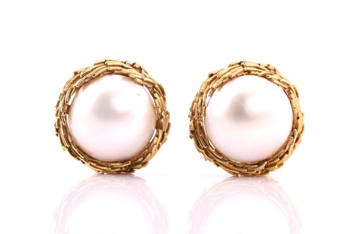 Lot 288 - A pair of C'est Laudier Mabe pearl ear clips,...