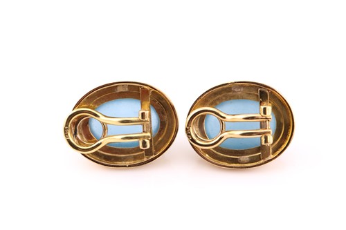 Lot 189 - A pair of aquamarine earrings, each consisting...