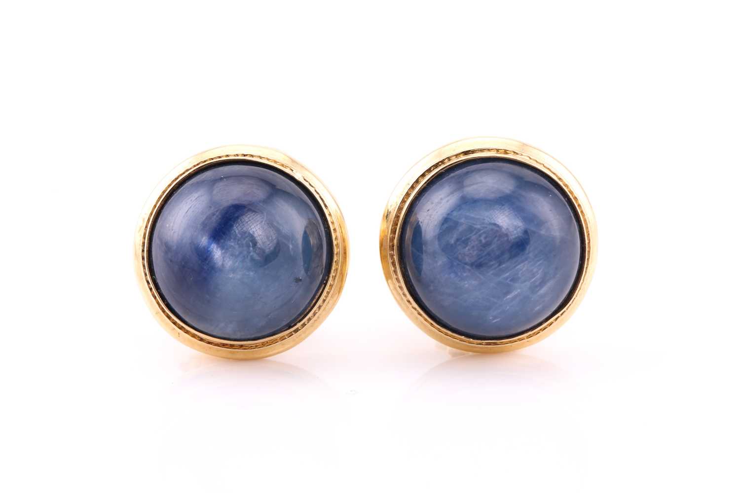 Lot 161 - A pair of kyanite earrings, each consisting of...