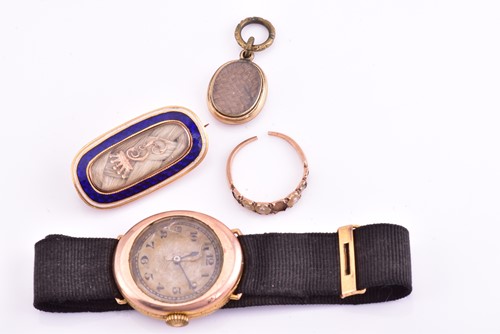 Lot 261 - A late 19th century mourning brooch, the gold...