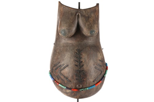 Lot 204 - A Makonde female body mask, Tanzania, the...