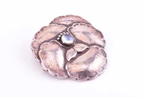 Lot 20 - Georg Jensen - a pansy brooch, centred by a...