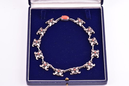 Lot 16 - Georg Jensen - a flowerhead link necklace,...