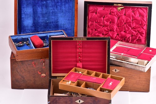 Lot 307 - Three Victorian work boxes containing a...