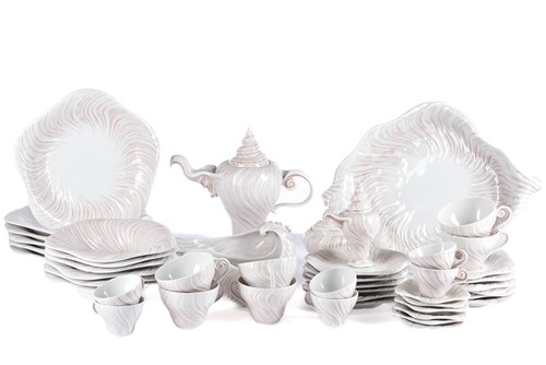 Lot 484 - A Royal Copenhagen 49-piece pink Triton...