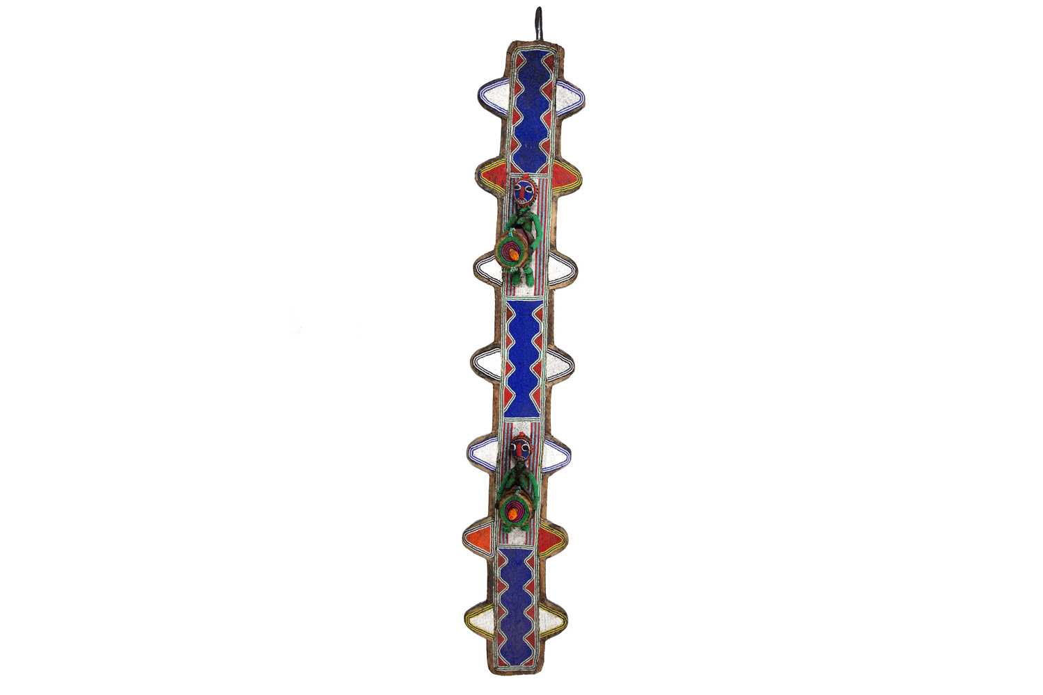 Lot 88 - A Yoruba bead work wall hanging, Nigeria, with...