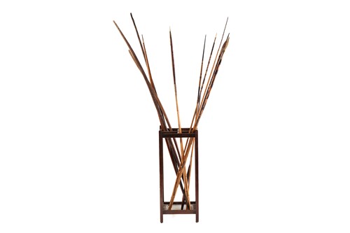 Lot 120 - A West African split cane shield, with hide...