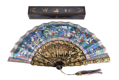 Lot 248 - A Chinese export Mandarin fan, Qing, mid to...