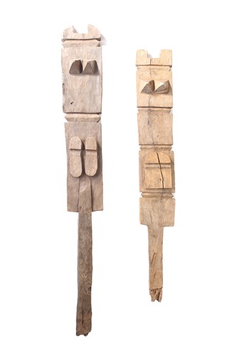 Lot 192 - Two carved wood funerary markers, Ghana, of...
