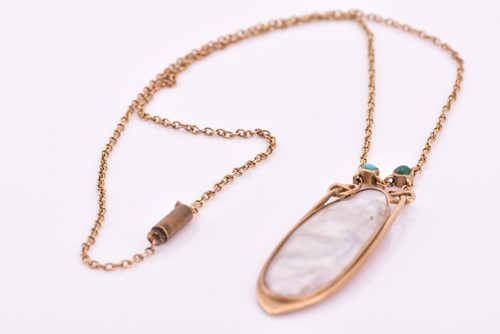 Lot 57 - An Art Nouveau necklace, the oval mother of...