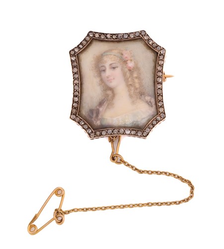 Lot 163 - A 19th century portrait miniature brooch, the...