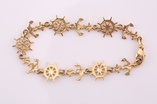 Lot 111 - A bracelet with nautical motifs links, with...