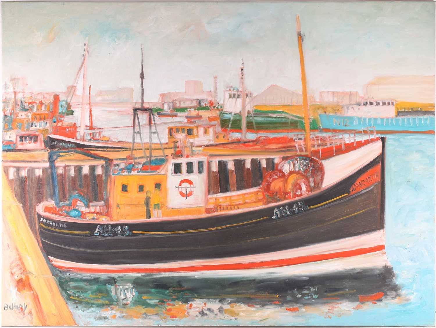 Lot 5 - John Bellany (1943-2013), Harbour scene, 1996,...