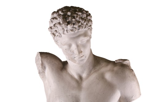 Lot 312 - A large painted plaster cast bust of Hermes of...